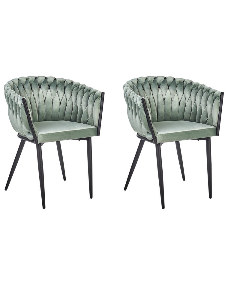 Set of 2 Velvet Dining Chairs Light Green MILAN_914342