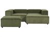 Kombinálható kétszemélyes bal oldali zöld kordbársony kanapé ottománnal APRICA_897103
