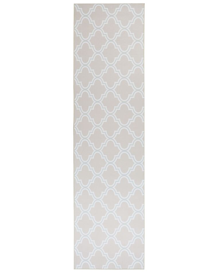 Teppich beige 80 x 300 cm marokkanisches Muster Kurzflor KADAYAL_831481