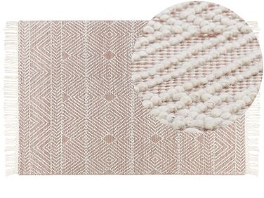 Teppich Wolle beige / braun 160 x 230 cm geometrisches Muster KESTEL