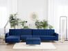 Right Hand Modular Velvet Sofa with Ottoman Navy Blue ABERDEEN_760875