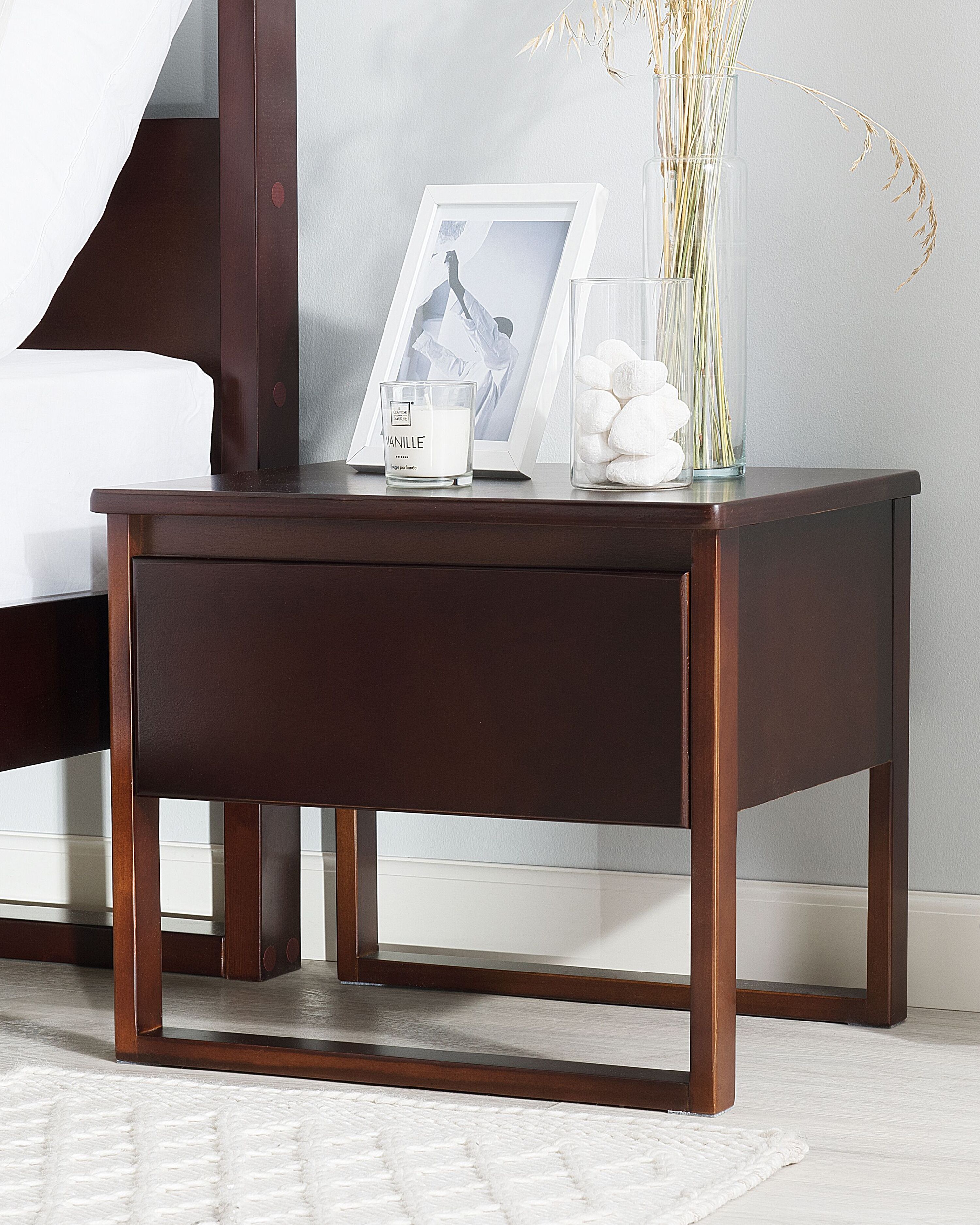 1 Drawer Bedside Table Dark Wood GIULIA | Beliani.co.uk