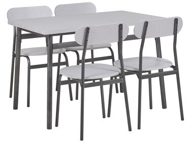 4 Seater Dining Set Grey with Black VELDEN