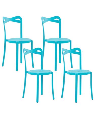 Sada 4 jídelních židlí plastových modrých CAMOGLI