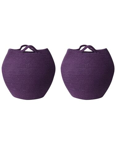 Textilkorb Baumwolle violett 2er Set PANJGUR