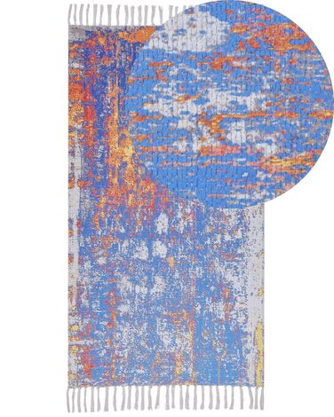 Teppich mehrfarbig 80 x 150 cm abstraktes Muster Fransen Kurzflor ACARLAR