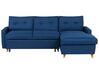 Canapé angle à gauche convertible 4 places en tissu bleu marine FLAKK_745774