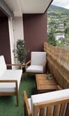 Conjunto de jardín 4 plazas con mesa de madera de acacia clara/gris pardo PALLANO_874220