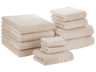 Sada 11 bavlnených uterákov béžová ATAI