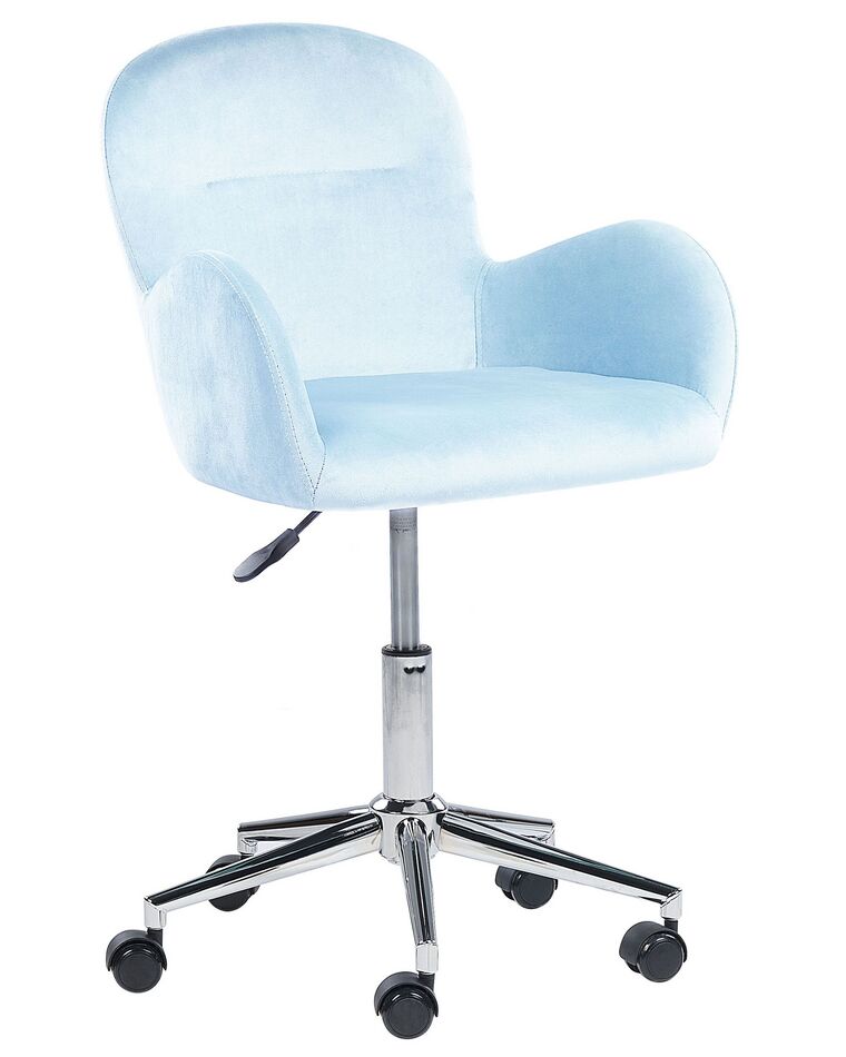 Chaise de bureau en velours bleu clair PRIDDY_855051