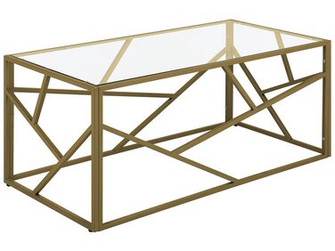 Mesa de centro dourada com tampo de vidro ORLAND