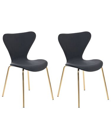 Set of 2 Velvet Dining Chairs Black and Gold BOONVILLE