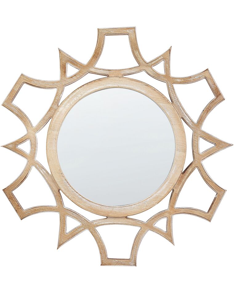 Kulaté nástěnné zrcadlo ø 60 cm světlé dřevo ZAPOPAN_848418