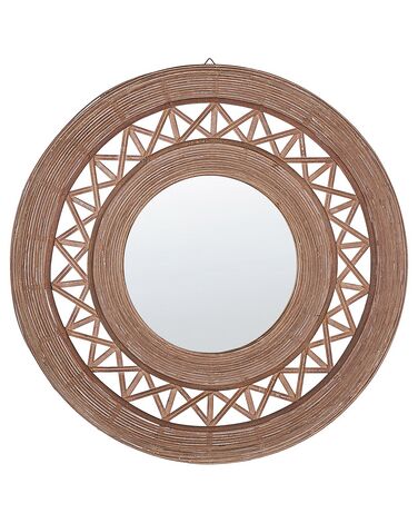 Okrúhle bambusové nástenné zrkadlo ø 62 cm svetlohnedé CACOMA