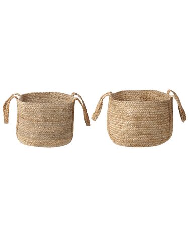 Set of 2 Jute Baskets Natural KORNAK