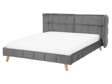Velvet EU King Size Bed Grey SENLIS