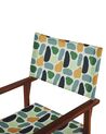Set of 2 Acacia Folding Chairs and 2 Replacement Fabrics Dark Wood with Off-White / Geometric Pattern CINE_819211