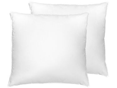 Set of 2 Duck Feathers and Down Bed Low Profile Pillows 80 x 80 cm VIHREN