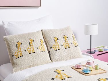 Set of 2 Cotton Kids Cushions Giraffe Motif 45 x 45 cm Beige CHILARI