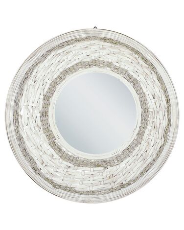 Okrúhle bambusové nástenné zrkadlo ø 61 cm prírodné SOLEDAD