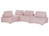 Canapé d'angle modulable 4 places en tissu rose TIBRO_825630