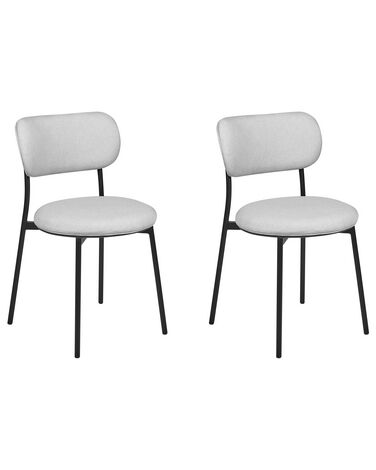 Conjunto de 2 cadeiras de jantar em tecido cinzento claro CASEY