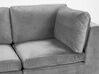 Right Hand 5 Seater Modular Velvet Corner Sofa with Ottoman Grey EVJA_790607