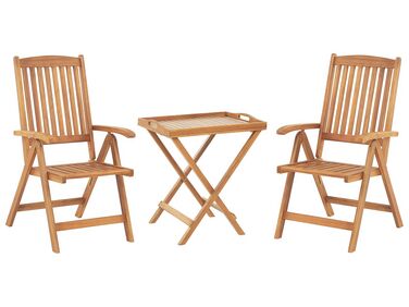 Trädgårdsmöbelset av bord och 2 stolar akaciaträ ljusbrun JAVA