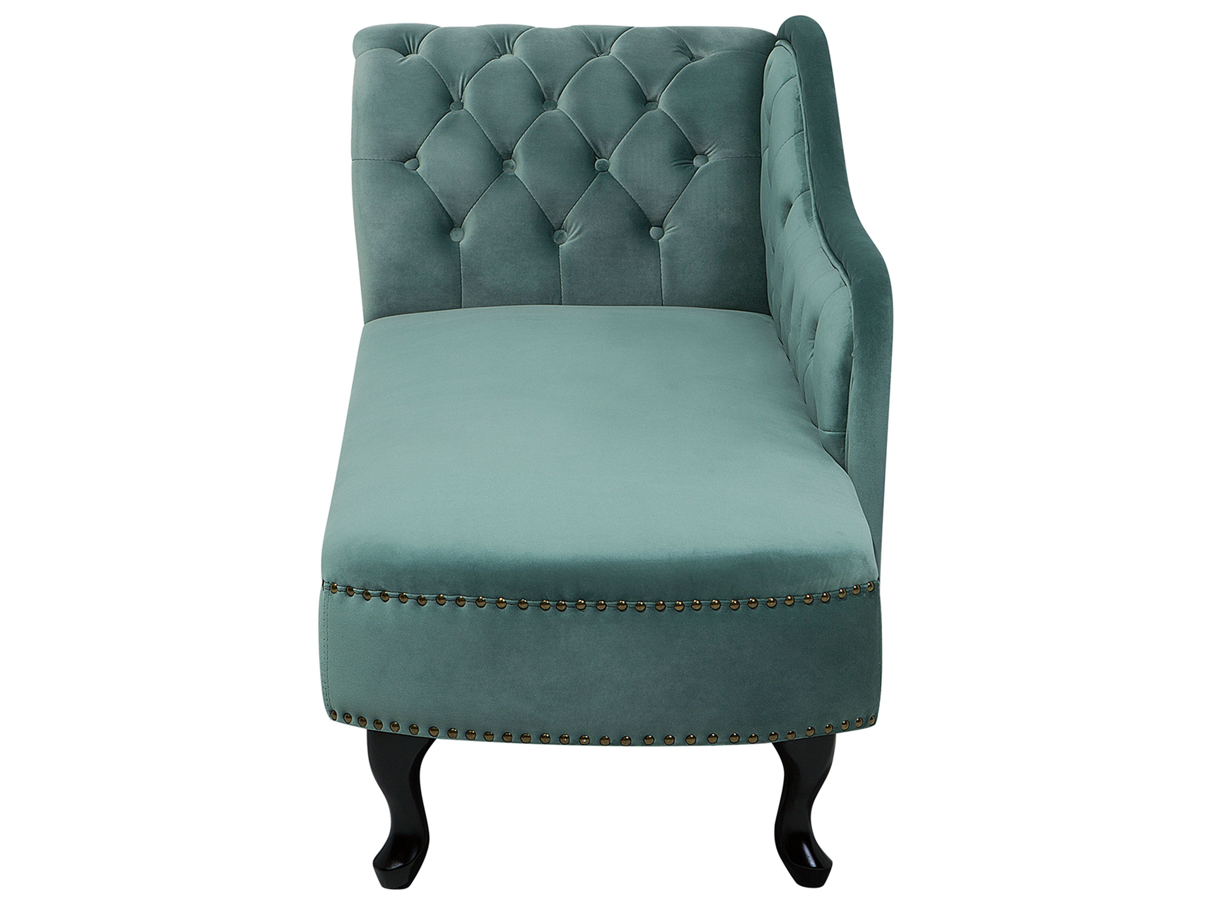 Beliani Chaise Longue Versione Destra Velluto Verde Menta Piedi in Metallo Beliani Chaise Longue Versione Destra Velluto Verde Menta Piedi in Metallo