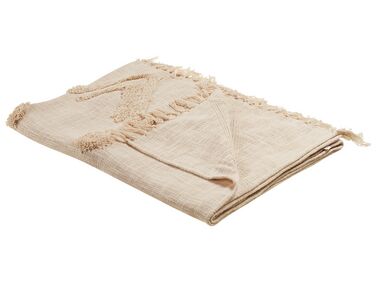 Cotton Blanket 130 x 180 cm Beige FATEHPUR