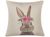 Lot de 2 coussins décoratifs tête de lapin gris / rose 45 x 45 cm TULIPA_798603