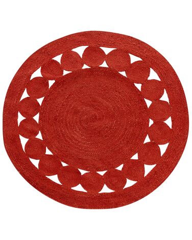 Kulatý jutový koberec ø 120 cm červený KOYUNLU