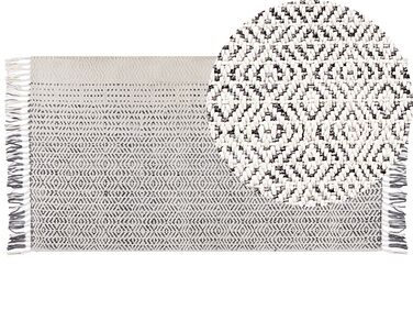 Teppich Wolle weiß / grau 80 x 150 cm Kurzflor OMERLI 