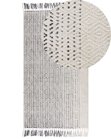 Alfombra de lana blanco/gris 80 x 150 cm OMERLI
