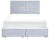 Velvet EU Double Size Ottoman Bed with Drawers Light Grey VERNOYES_861481
