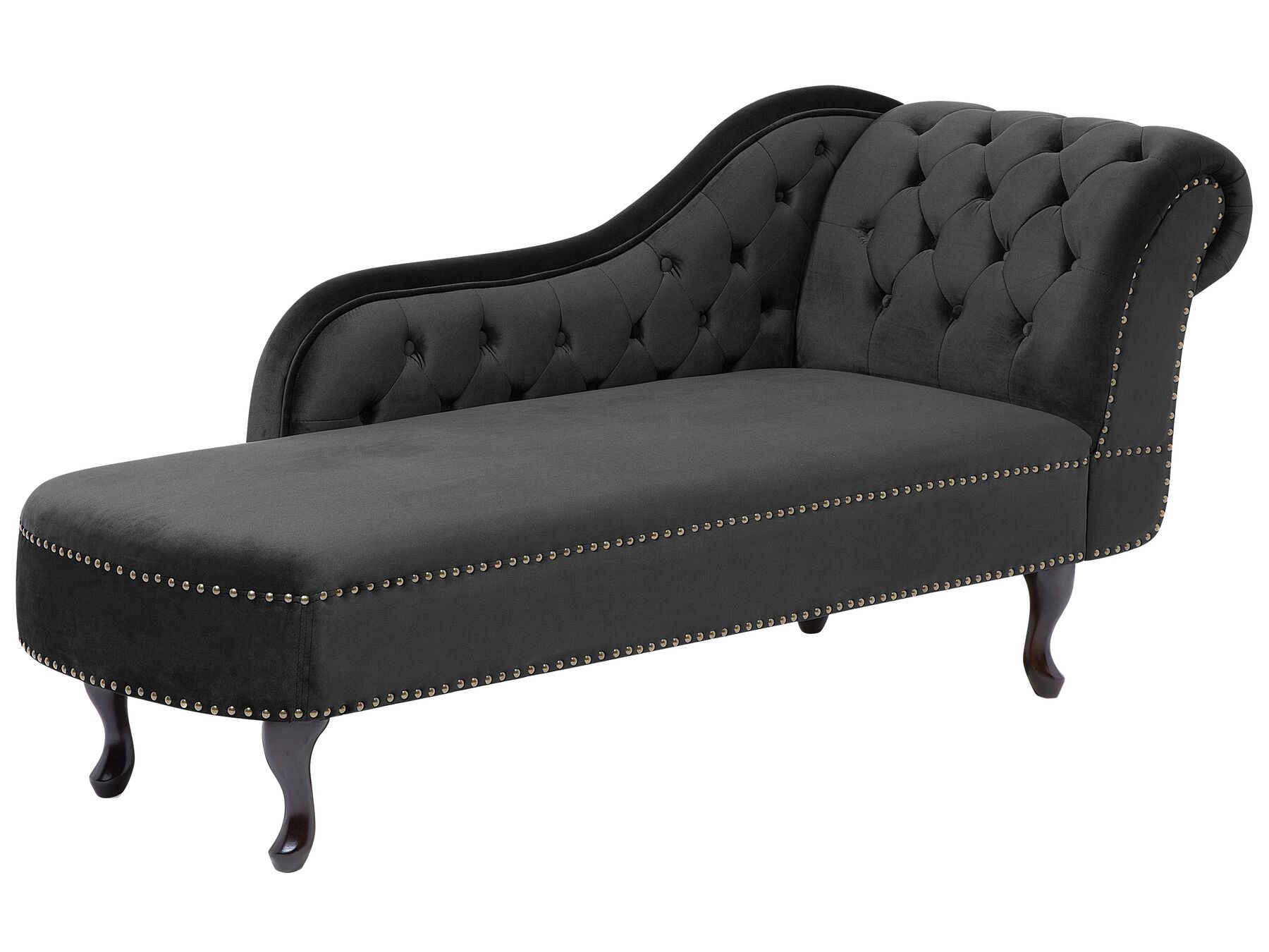 Right Hand Chaise Lounge Velvet Black NIMES Beliani.co.uk