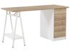 Schreibtisch heller Holzfarbton / weiss 140 x 60 cm 5 Schubladen HEBER_772878