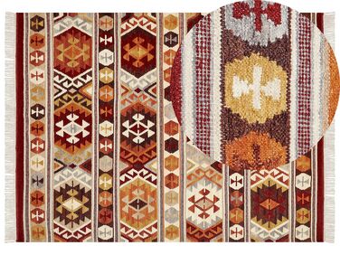 Kelim Teppich Wolle mehrfarbig 160 x 230 cm geometrisches Muster Kurzflor AYGAVAN