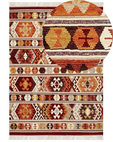 Alfombra kilim de lana naranja/rojo/marrón 160 x 230 cm AYGAVAN