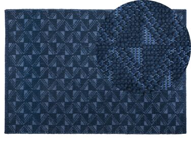 Tapete de lã azul marinho 140 x 200 cm SAVRAN