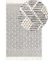 Teppich Wolle schwarz / weiß 160 x 230 cm Fransen Kurzflor KAVAK_856520