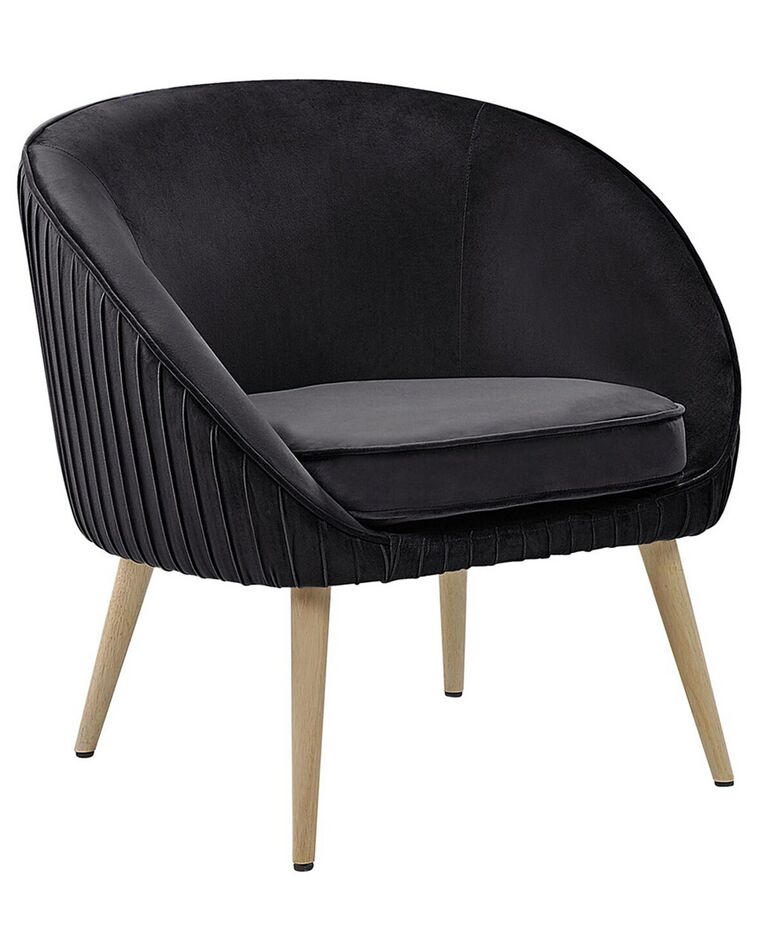 Sessel Samtstoff schwarz mit Holzbeinen TROMSO_767231