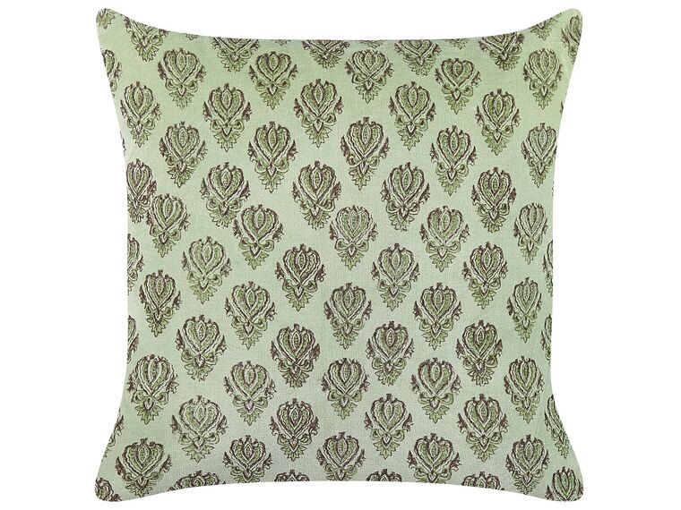 Velvet Cushion Floral Motif 45 x 45 cm Green RUNGIA_838205