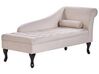 Right Hand Velvet Chaise Lounge with Storage Light Beige PESSAC_881974