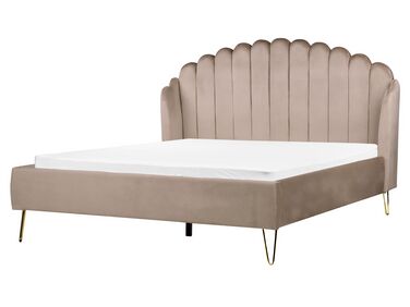 Zamatová posteľ 160 x 200 cm sivobéžová AMBILLOU