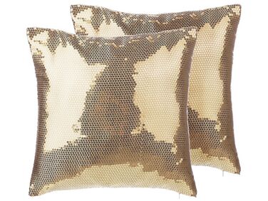 Set of 2 Sequin Cushions 45 x 45 cm Gold ASTER