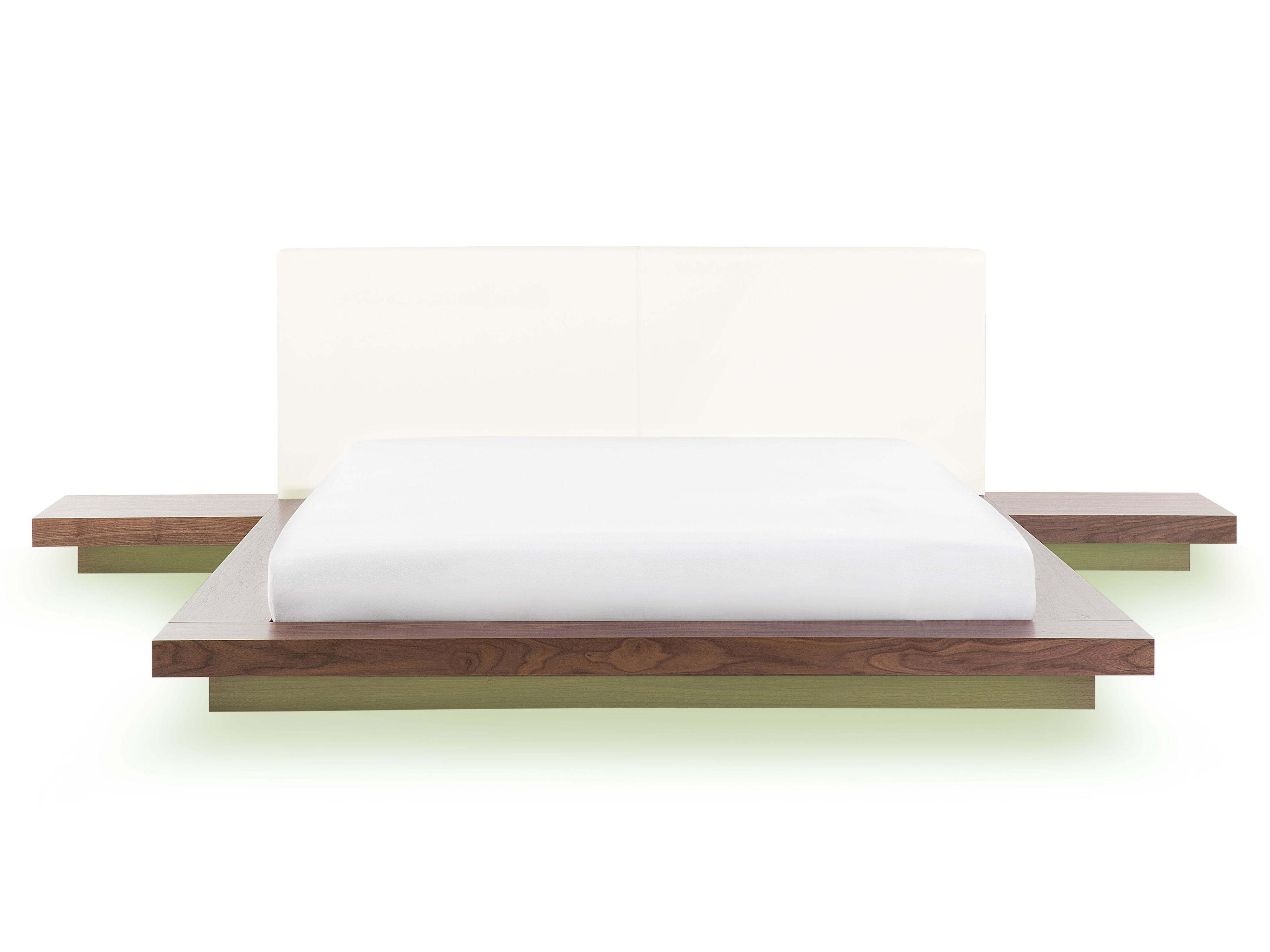 Dubbelsäng med sängbord och LED belysning 160 x 200 cm brun ZEN 