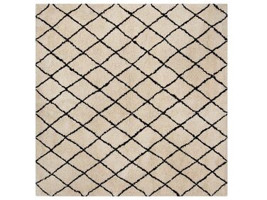 Teppich beige / schwarz 200 x 200 cm geometrisches Muster Shaggy MIDYAT II