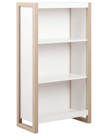 3 Tier Bookcase Light Wood with White JOHNSON