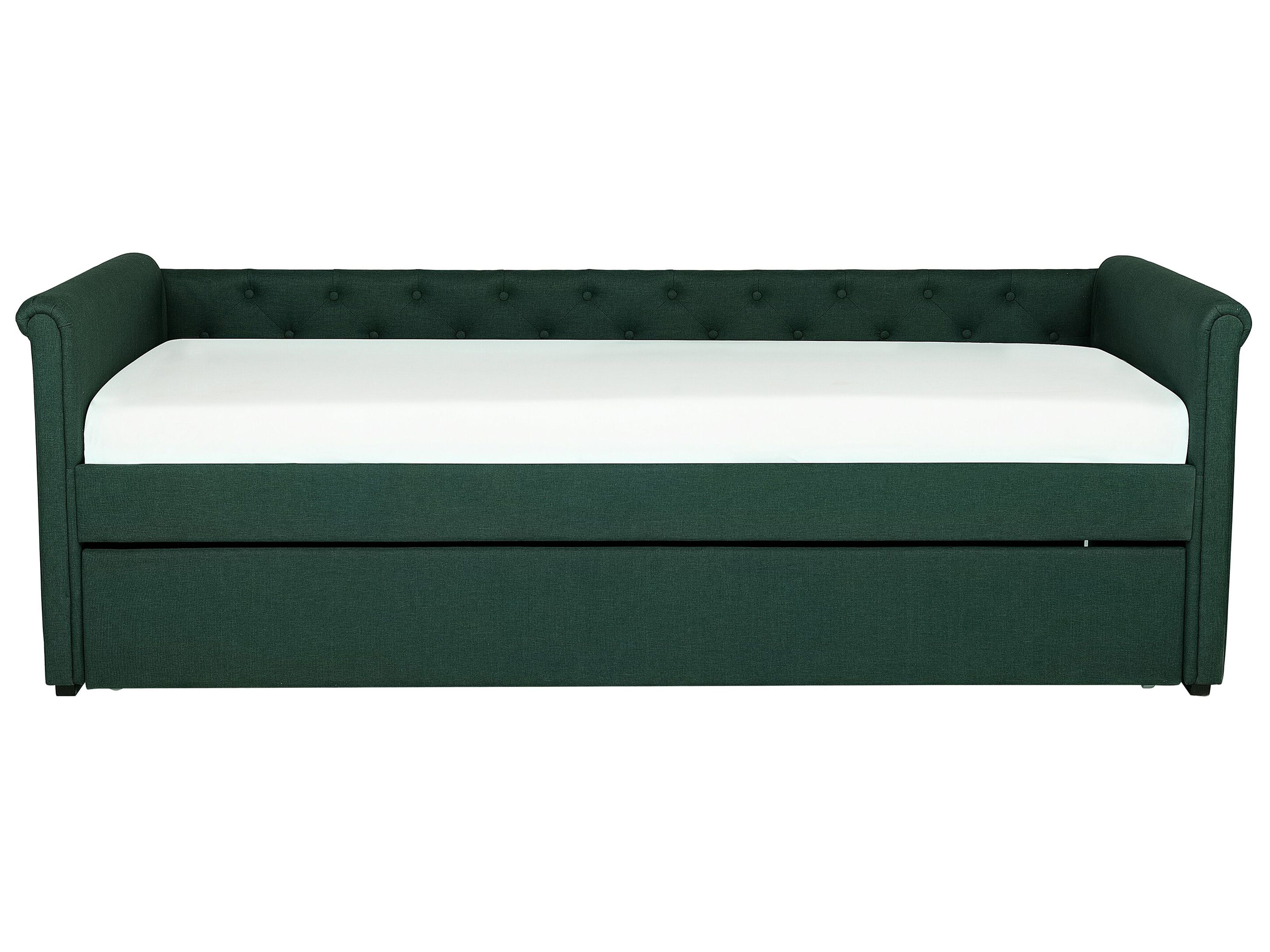 Łóżko wysuwane tapicerowane 80 x 200 cm zielone LIBOURNE